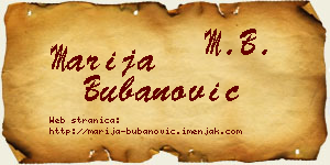 Marija Bubanović vizit kartica